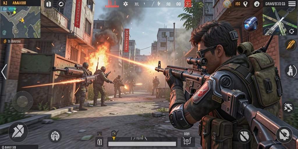 Tampilan gameplay seru dari AMAVI88 dalam pertempuran FPS.