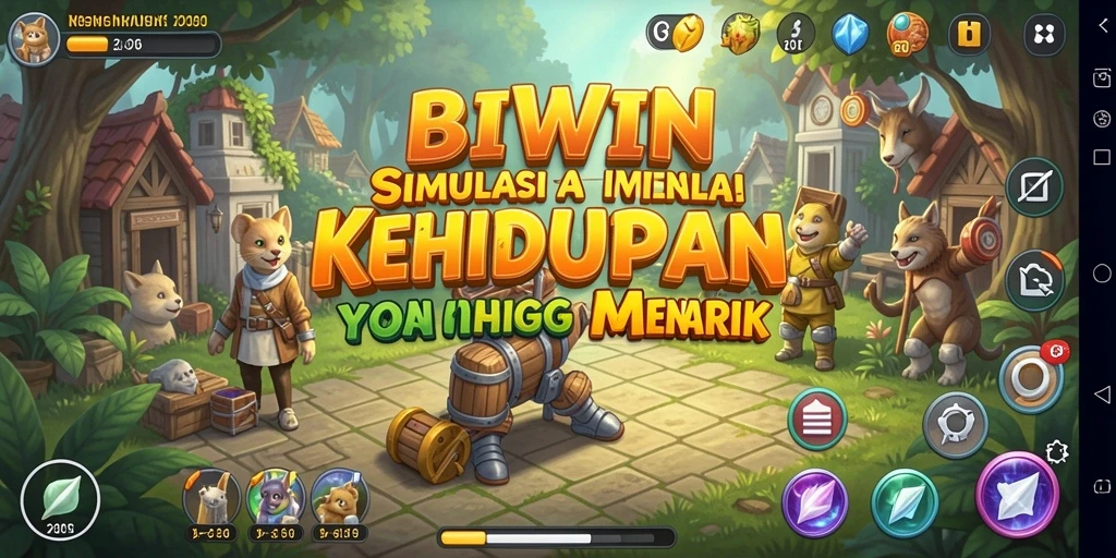 Screenshot gameplay BIWIN menampilkan karakter melakukan aktivitas sehari-hari.