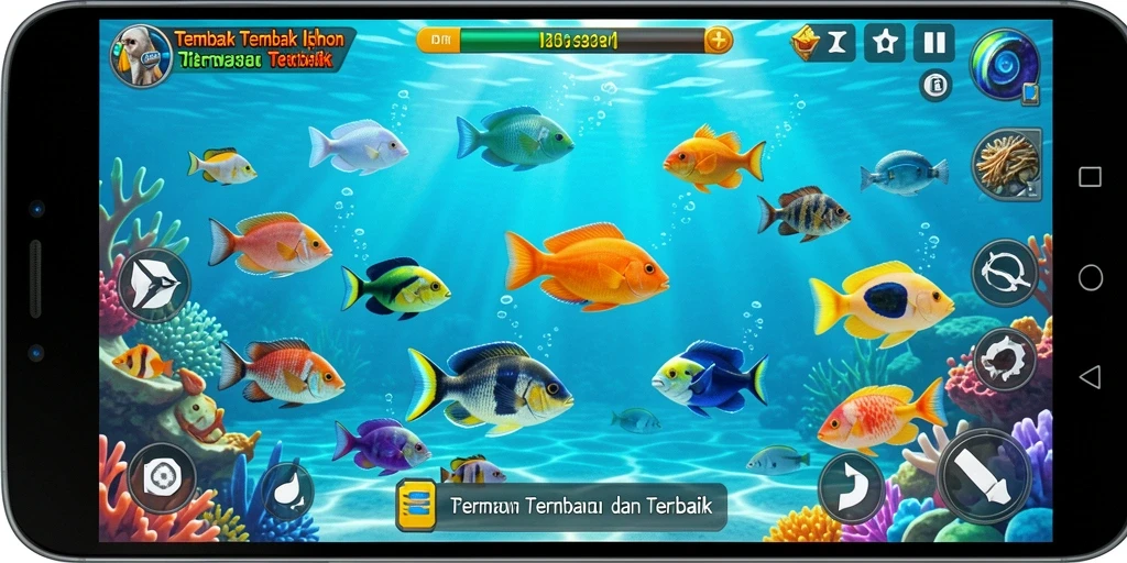 Tampilan gameplay D73 yang seru dan penuh aksi tembak ikan.