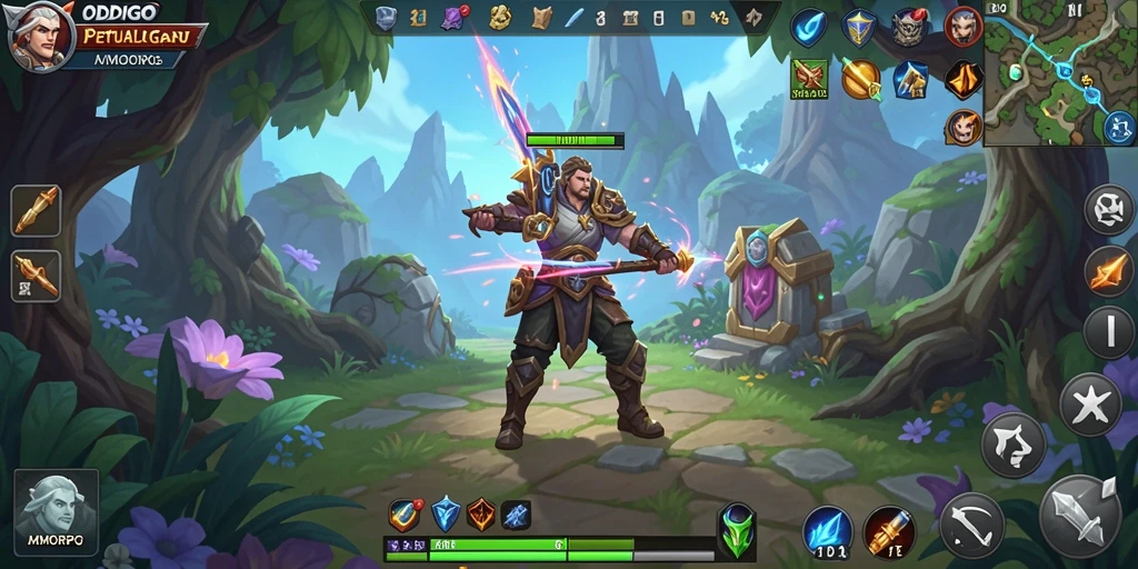 Tangkapan layar gameplay ODDIGO menunjukkan pertarungan seru di dunia MMORPG.