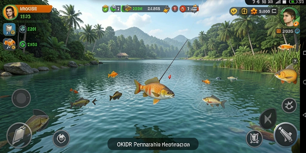 Tampilan gameplay <strong>OKIDR</strong> yang seru saat menangkap ikan.