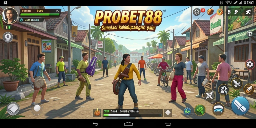 Tangkapan layar dari gameplay PROBET88 menunjukkan kehidupan virtual yang dinamis.