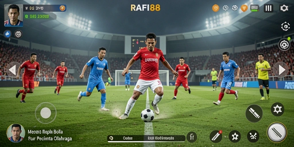 Tampilan gameplay seru di RAFI88 dengan intensitas sepak bola yang tinggi.