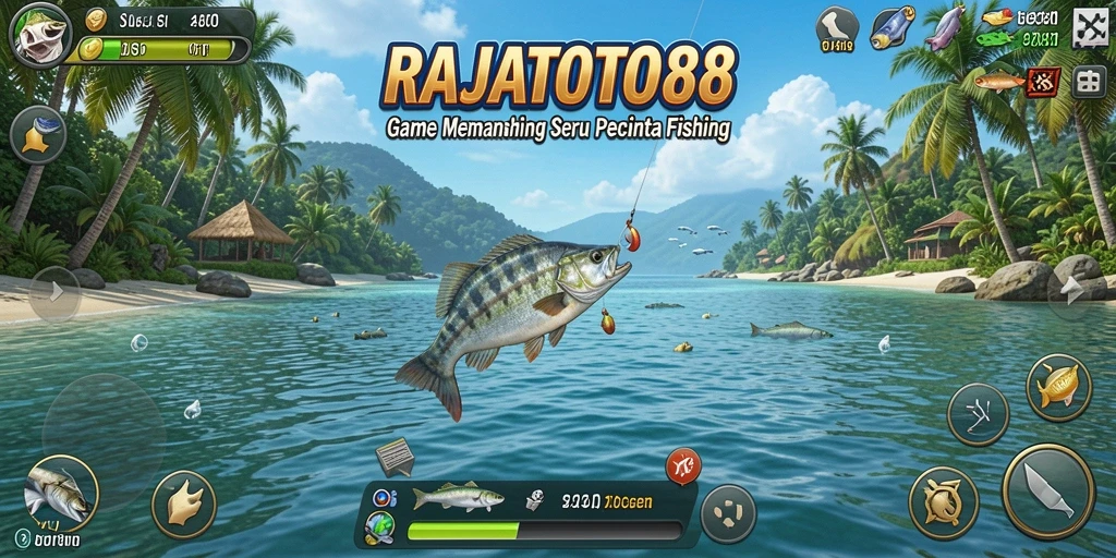 Screenshot gameplay RAJATOTO88 dengan aksi memancing yang seru.