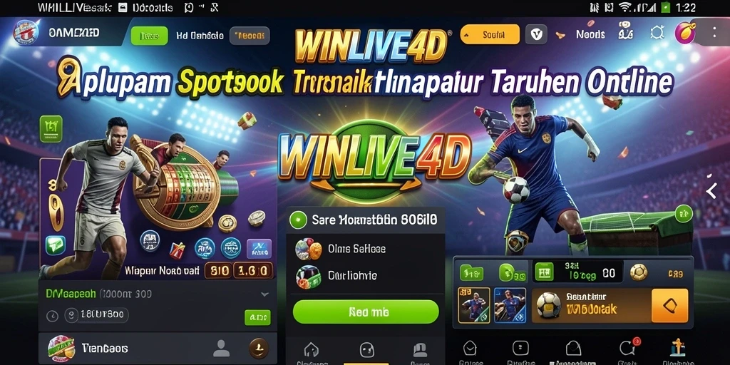 Tampilan aplikasi WINLIVE4D yang menampilkan fitur taruhan olahraga.